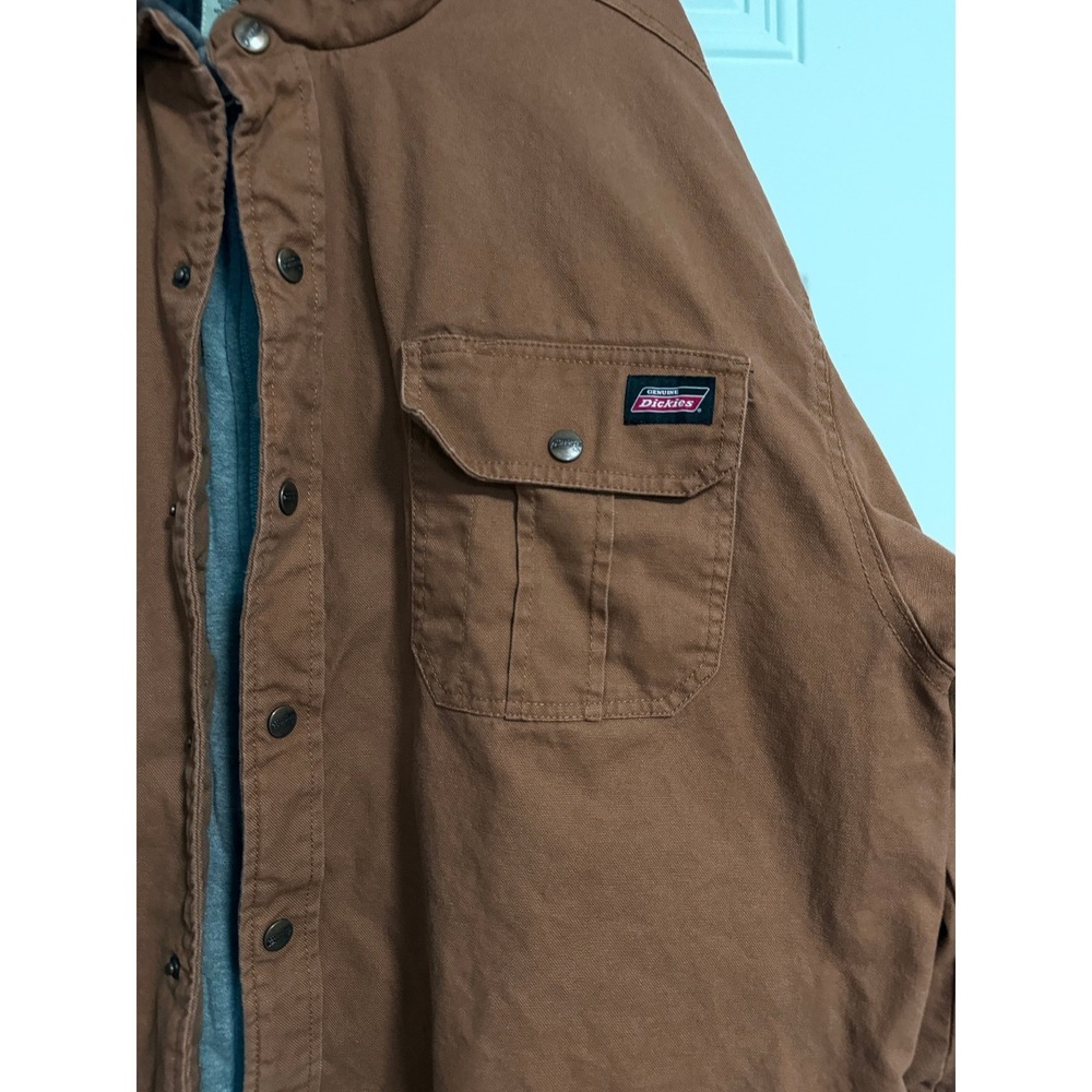 Dickies Men's Hooded Insulated Work Jacket 3XL (54–56) Brown Canvas Quilt Lined - Picture 3 of 12